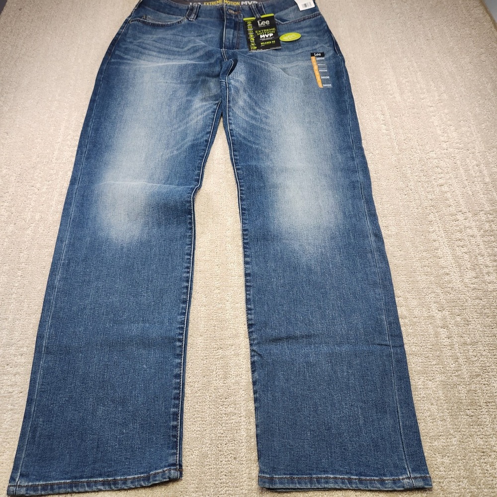 Lee Extreme Motion Jeans Men 36x36 Relaxed Fit Straight Leg Stretch Denim NEW